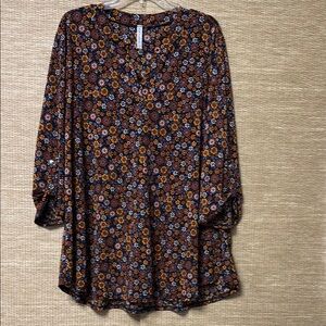 Floral Long Sleeve Tunic Blouse